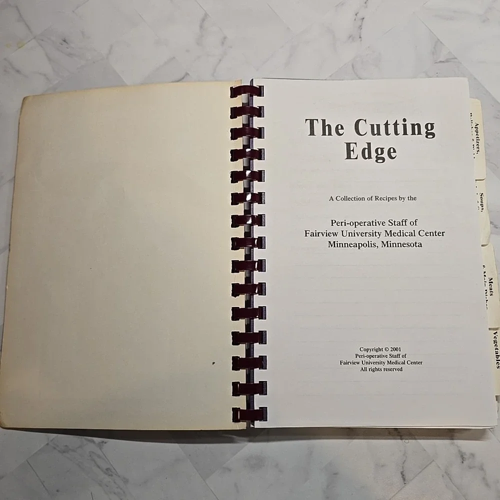 Spiral Bound Cookbook - The Cutting Edge - Fairview University Medical Center MN
